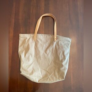 NWOT Green canvas tote with leather straps